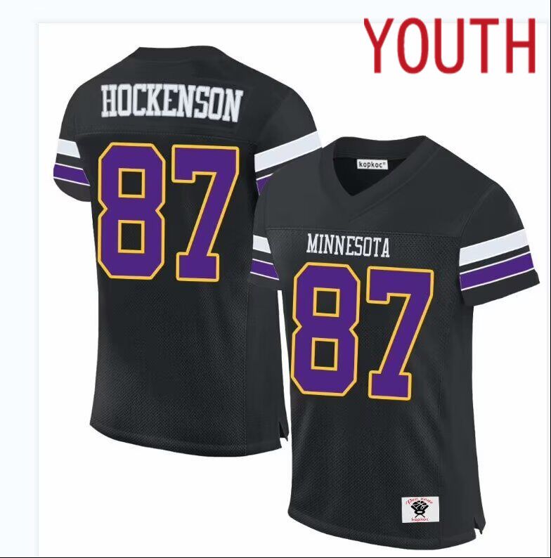 Youth Minnesota Vikings 87 Hockenson Nike black limited NFL throwback Jersey